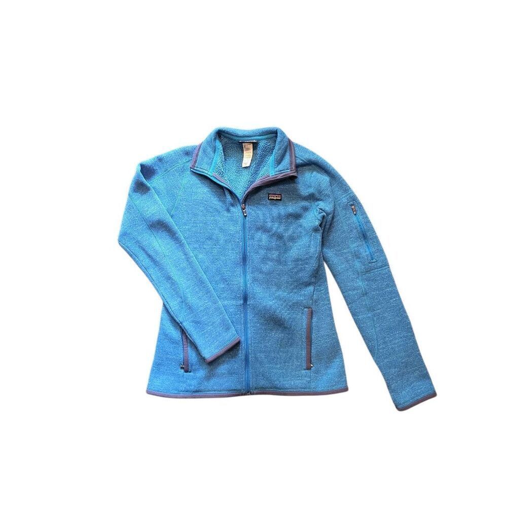 Patagonia Jacket Women's Medium Bright Blue Knit Fleece Zip Up Hiking Outdoors - Picture 1 of 4